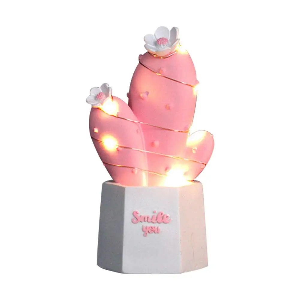 3D кактус светодиодный Романтический Настольный светильник зеленый розовый лампочка праздничное освещение ночные светильники для детской спальни украшение комнаты - Цвет: A