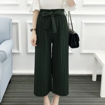 

2019 Korean Style Loose Casual Straight Pleated Pants Fashion Trend Solid Color Women's Wide Leg Pants Hot