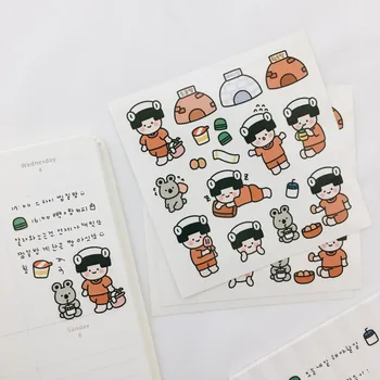 

Ins Hot Cute Comic Children Transparent Stickers Calendar Photo Album Cartoon Decoration DIY Sticker Korean Popular Stationery