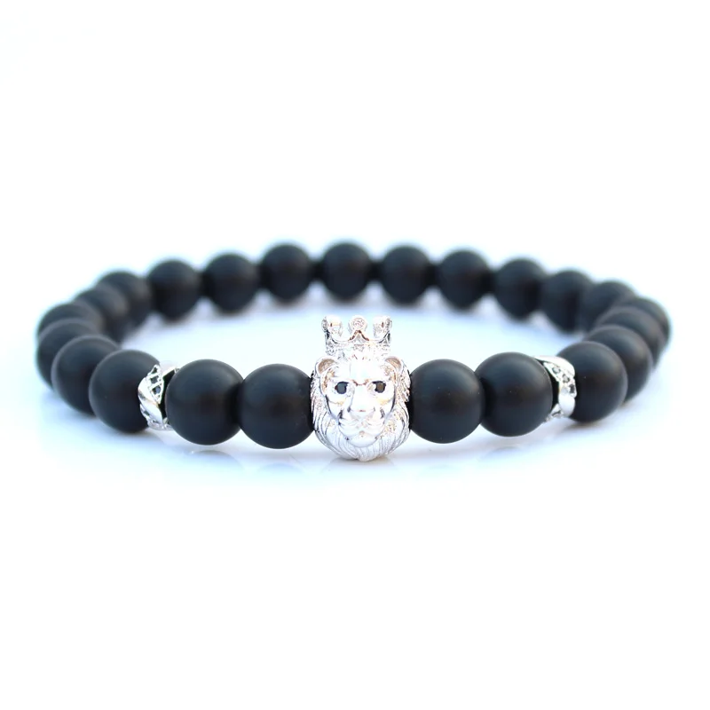 men jewelry Натуральный камень оникс лев браслет для женщин Pulseira мужские повязки аксессуары Лето бойфренд друзья подарок оптом дропшиппинг - Окраска металла: men jewelry
