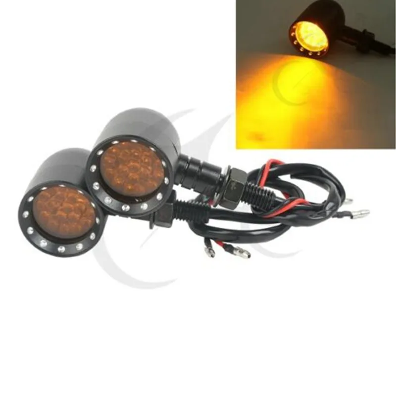 

Motorcycle 10mm Black Aluminum LED Turn Signals Amber Indicators For Harley Choppers Bobber Cafe Racer Universal