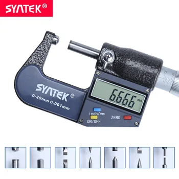 

Syntek 0.001mm Electronic Digital Outside Micrometer 0-25mm Special Measuring Head Measure Tools Micrometre Metalworking