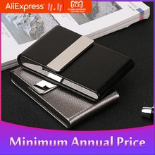 Мужской металлический кожаный чехол-держатель для карт для хранения визитных карточек