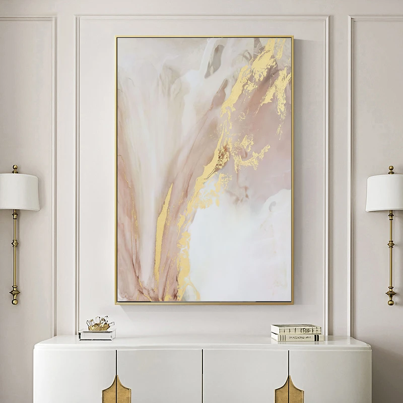 Pink Gold Abstract Wall Art Pink Gold Canvas Wall Art Canvas