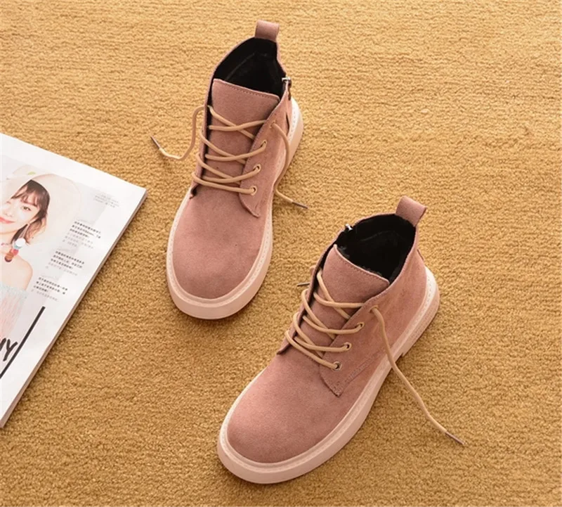 Fashion Leopard  Winter Brand Women Shoes Round Toe Lace-Up Ankle Boots Zipper Low-heel Casual Lady Flat Platform Boots Sneakers (17)