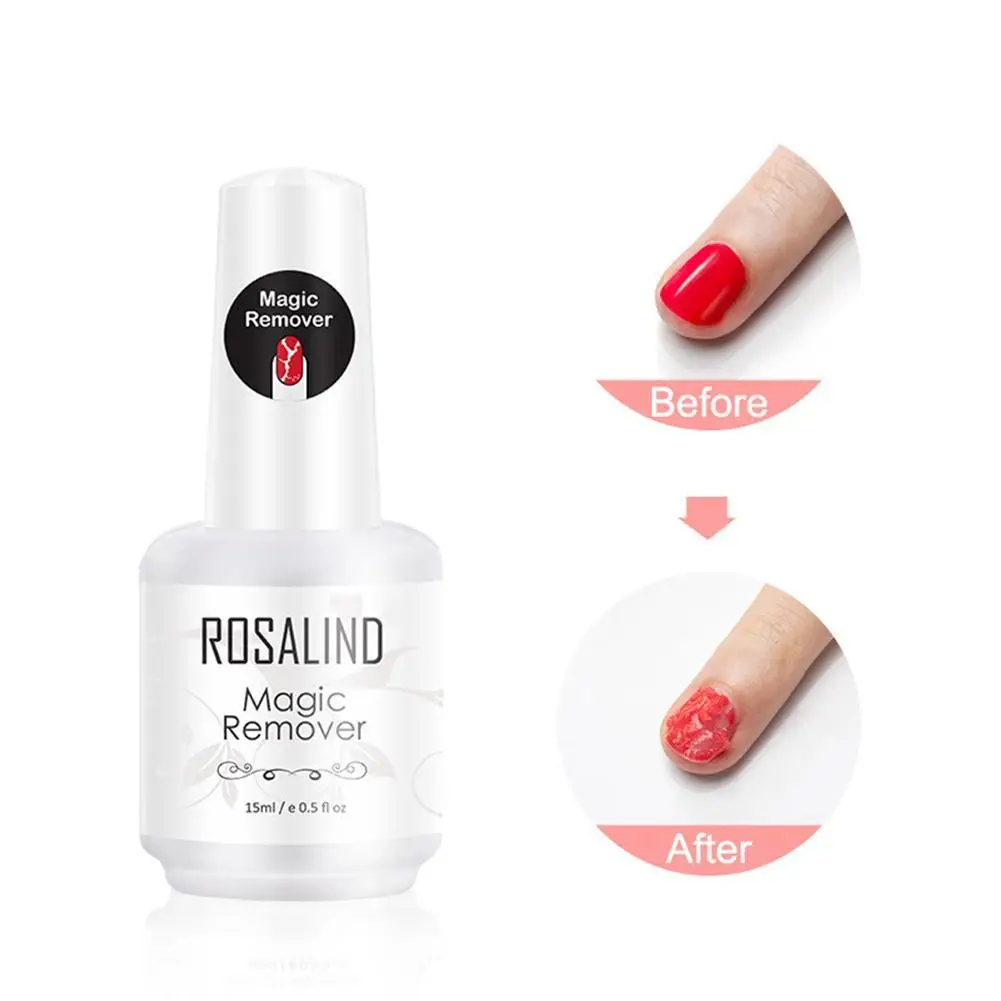 

ROSALIND 10ML Nail Gel Polish Magic Remover For Manicure Fast Clean Within 2-3 MINS UV Gel Nail Polish Remove Base Top Coat