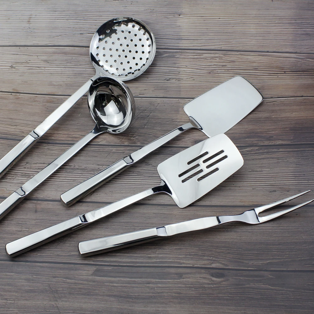 Recommended Cooking Utensils 18/8 Stainless Steel Plump Handle Perfect Mirror Polish Kitchenware Ladle/Spatula/Skimmer Cookware