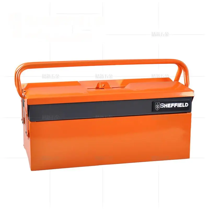 Household Portable Toolbox Three-Layer Thicken Iron Storage Box Folding Tool Box Multi-Function Maintenance Hardware Toolbox