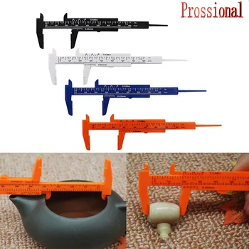 

Free shipping 1pcs 0-80mm double rule scale plastic Vernier caliper measuring Student Mini tool ruler DIY Model Making