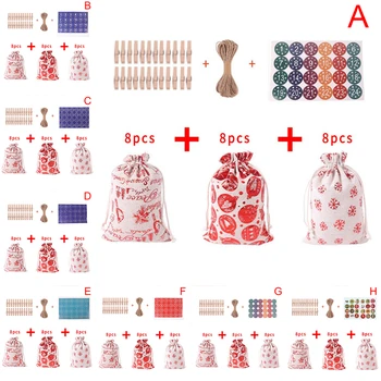 

24pcs Decorative And Hanging Small Cloth Bags Calendar Christmas Cotton Linen Bag Set Christmas Gift Bag Home Decor