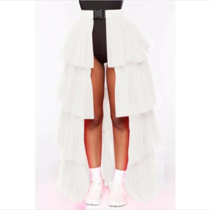 White Long skirt Модные женские юбки-пачки из тюля с разрезом спереди, осень, модные Клубные юбки с высокой талией и кисточками для праздников и вечеринок - Цвет: White Long skirt
