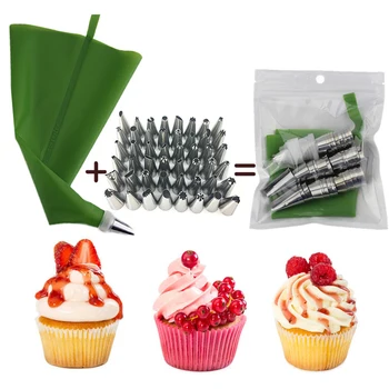 

8-50pcs Pink Silicone Pastry Bags Tips 48 Icing Piping Nozzles + Cream Reusable Pastry Bags Cake Decorating Tools Pastry Nozzles