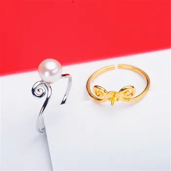 

Pearl Ring Settings 925 Sterling Silver Holder Adjustable Ring Settings Base Accessories DIY Ring Jewelry Making Free Shipping