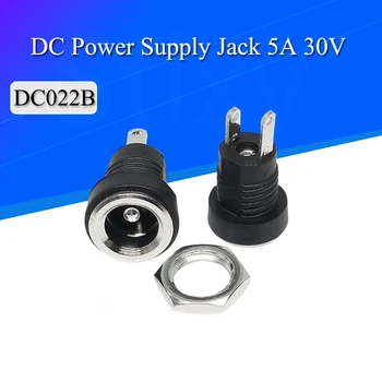 DC 전원 공급 장치용 잭 소켓 암 패널 마운트 커넥터, 플러그 어댑터, 2 가지 단자 유형, 5.5x2.1, 5A 30V, 5.5mm 2.1mm, 5 10 개