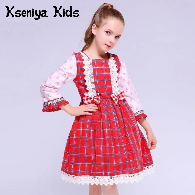 Kseniya Kids/платье для девочки платья девочек розовый плед принцесса вечеринки дня