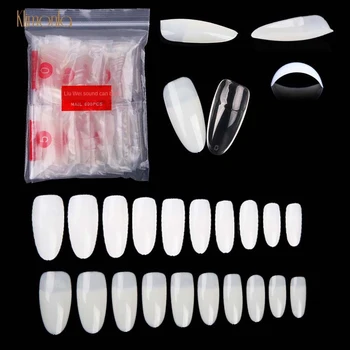 

600pcs Professional Round Head Nail Art Tips Transparent / White / Natural Color Half Cover False Nails Tools for Manicure