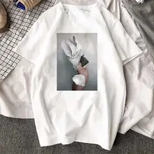 Special Offers New Arrival Harajuku Aesthetics Tshirt Sexy Flowers Feather Print Short Sleeve Tops & Tees Fashion Casual Couple T Shirt