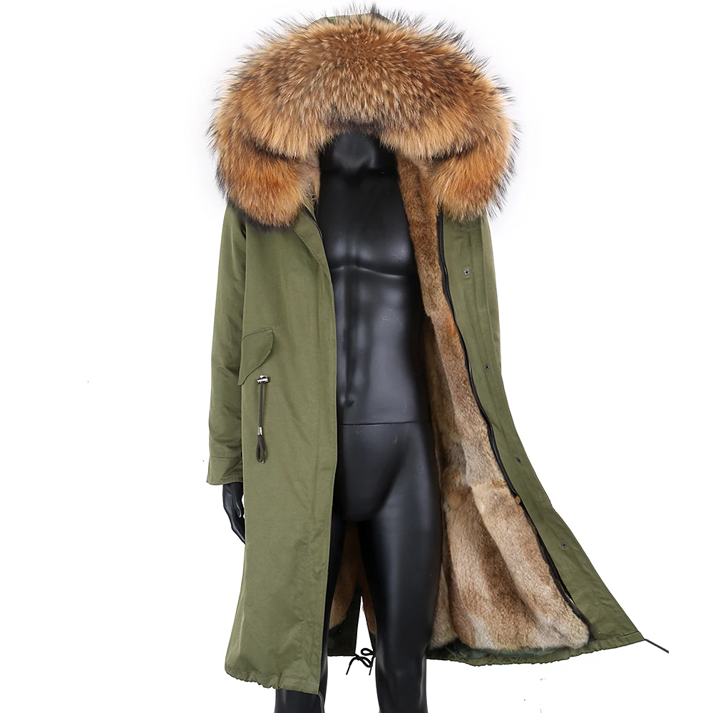 

Новинка 2021, модное мужское пальто из натурального меха, Толстая теплая зимняя водонепроницаемая куртка, худи из натурального меха енота, Мужская парка