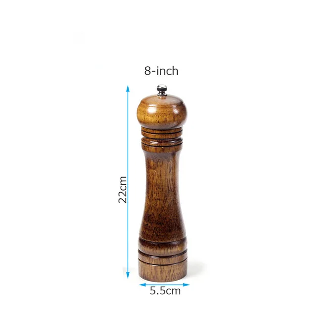 8 inch Мельницы для соли и перца, мельница для зерна из твердой древесины для специй, мельница для перца с сильной регулируемой Керамической мельницей, кухонные инструменты, мельницы - Цвет: 8 inch