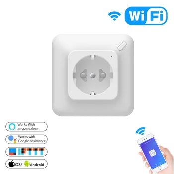 

EU Remote Control APP Regular Wall Switch Supports Alexa Universal Plug Adapter Pop Socket Smart WiFi Voice Control Socket