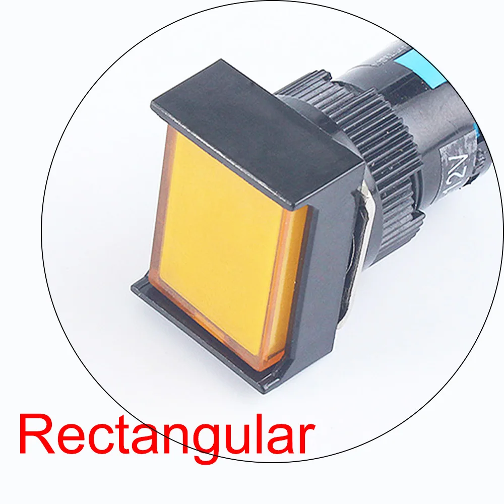 thumbnail image 1 of Interruptores pulsadores de plástico cuadrados y redondos de 16 mm, 5 V, 12 V, 24 V, 220 V, 1 NO, 1 NC/2 NO, 2 NC, con iluminación LED momentánea y bloqueo, 1 of 5