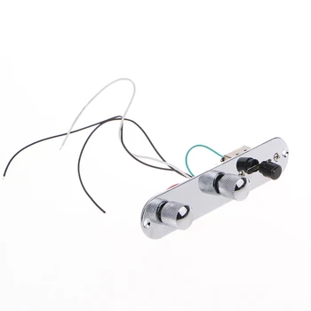 

Chrome Speed Knob Volume Tone Control Plate 3Way Switch Prewired for Tele Guitar