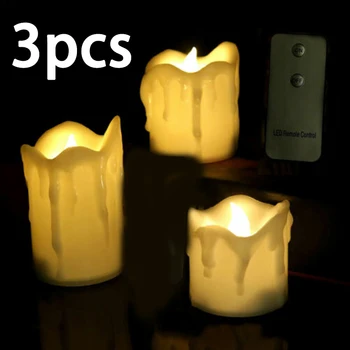 

3Pcs/set Creative Flameless LED Electric Candles Lamp Battery Powered Tea Lights Flame Tea Light Home Wedding Birthday