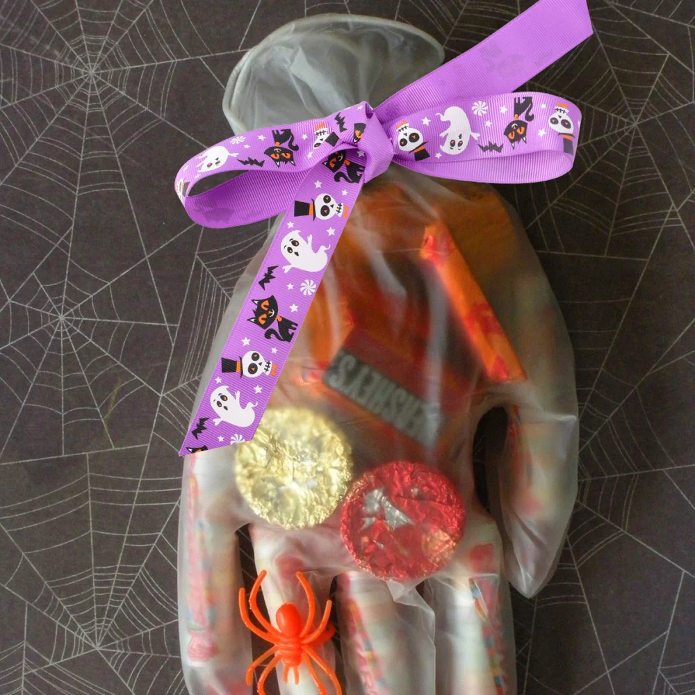 

2pcs Cartoon Halloween Ribbons Bowknot Material Fabric Ribbon for DIY Crafts