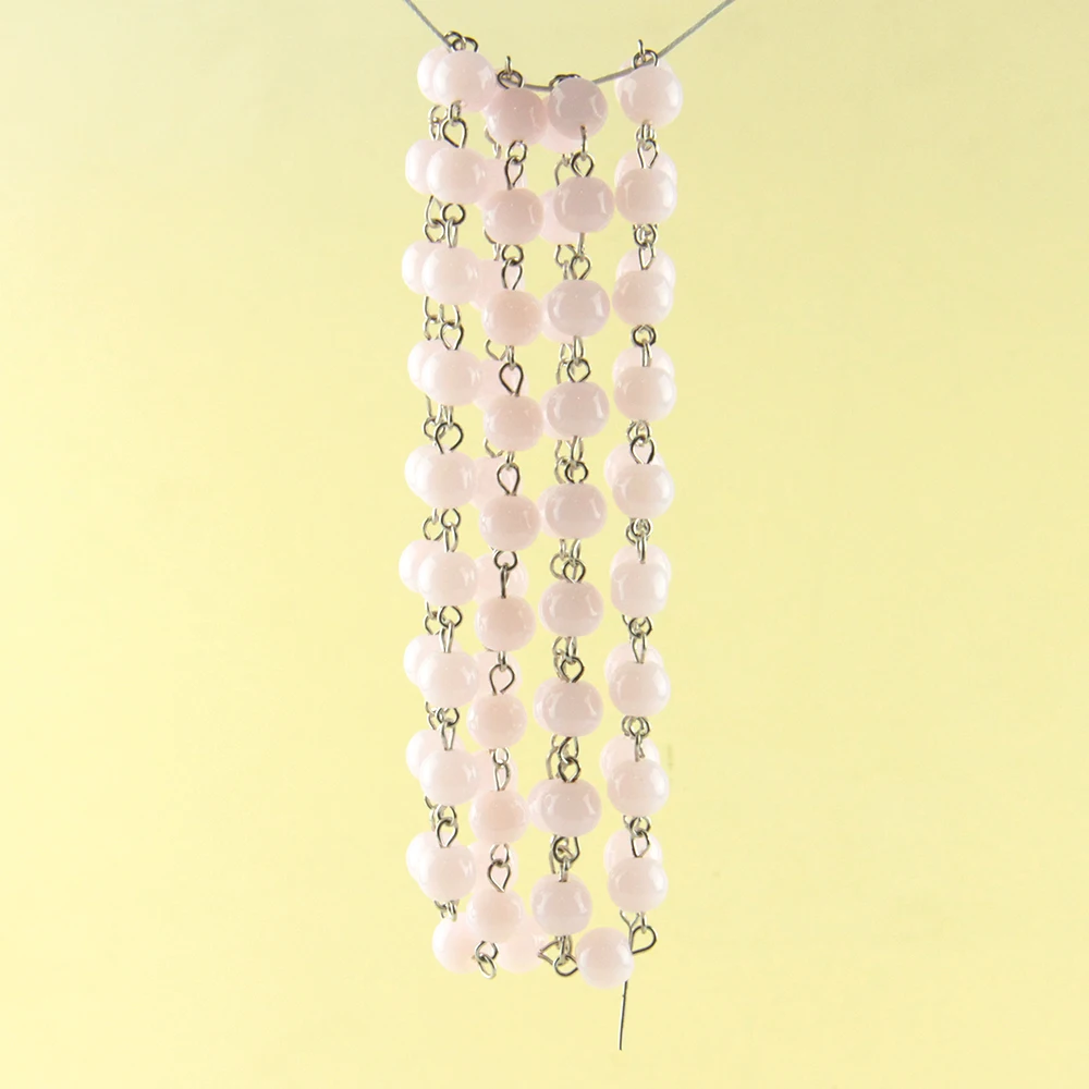 粉红玉珠帘75pcs 8mm beads +76pcs 20mm metal parts (1)