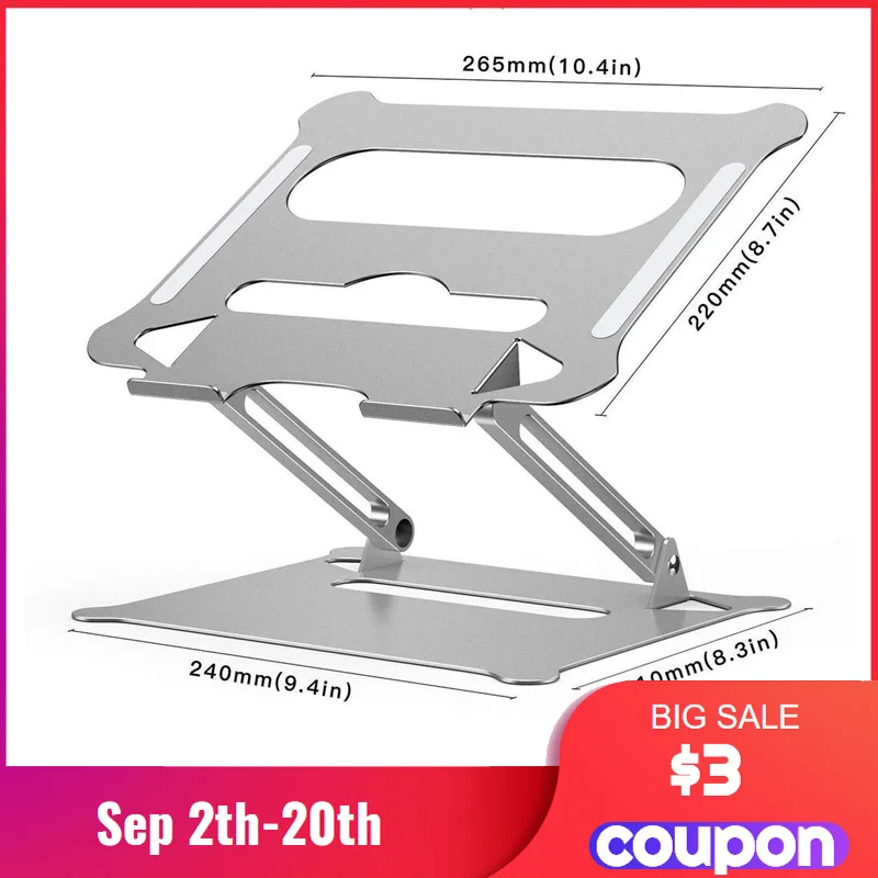 Foldable Laptop Stand Tray With Heatvent Macbook Air Pro, Dell, Hp, Lenovo Size 1015.6"laptop