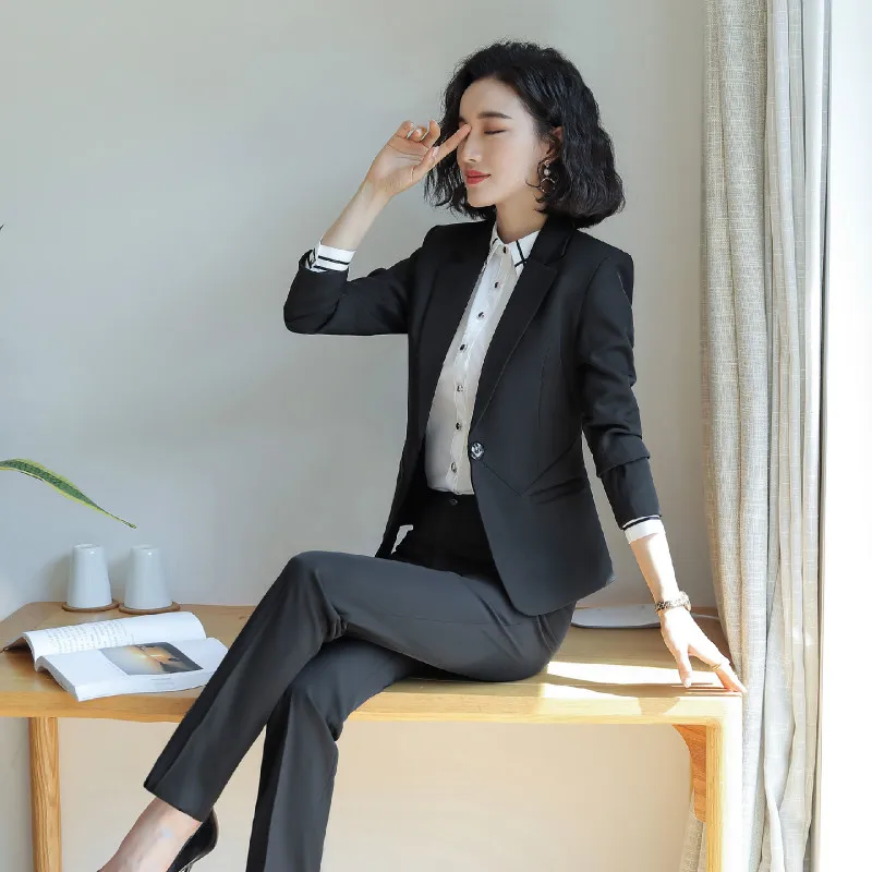 

Ladies suits autumn and winter new high-end fashion Slim thin waist professional wear women's two-piece overalls