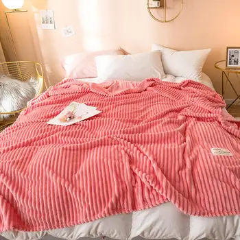 

Watermelon Red Color Blankets for Beds Single Queen Flannel Coral Fleece Blanket On the Bed Soft Warm Thickness Bedspread