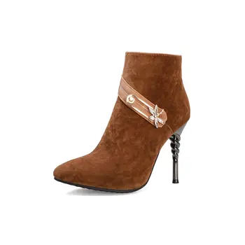 

Fall Winter High Heels Booties Elegant Women Pointy Toe Boots 2019 Fashion Ankle Boots for Women Ladies Sexy Shoes Big Sizes 43