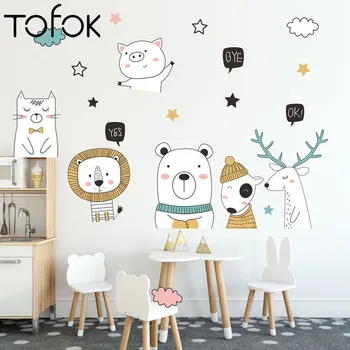 

Tofok Lovely Animal Plant Wall Stickers for Kids Room Home Door Nursery Decals Living Room Sofa TV Background Decoration