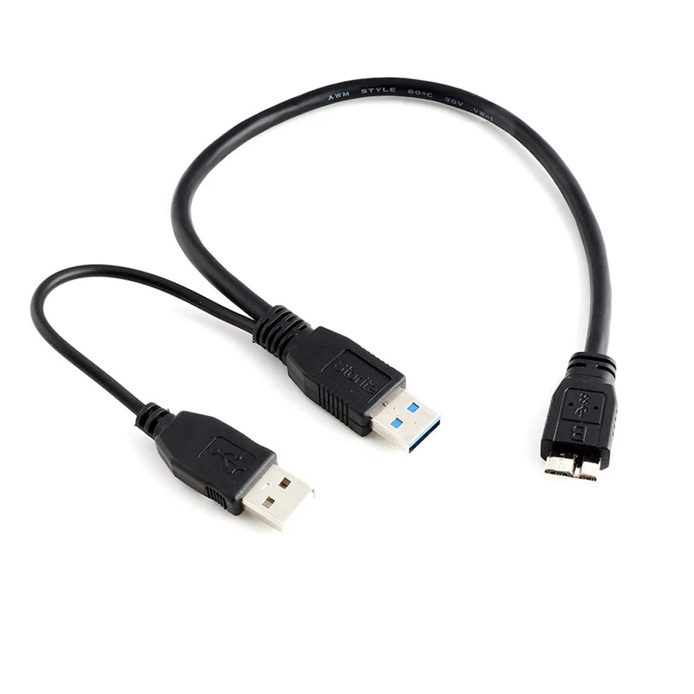 USB 3 0 двойная Мощность Y Форма 2 X Тип A к Micro B Супер Скоростной кабель Внешние