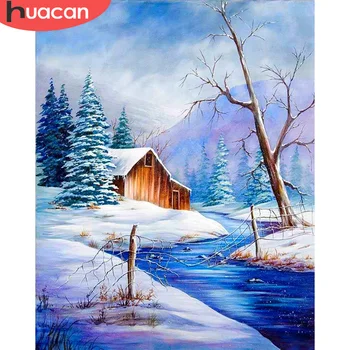 

HUACAN Pictures By Number House Kits DIY Home Decoration Painting By Numbers Winter Drawing On Canvas HandPainted Art Gift