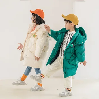 

New children's down jacket hooded baby girl clothes long section child thick children's clothing boys winter jacket fashion