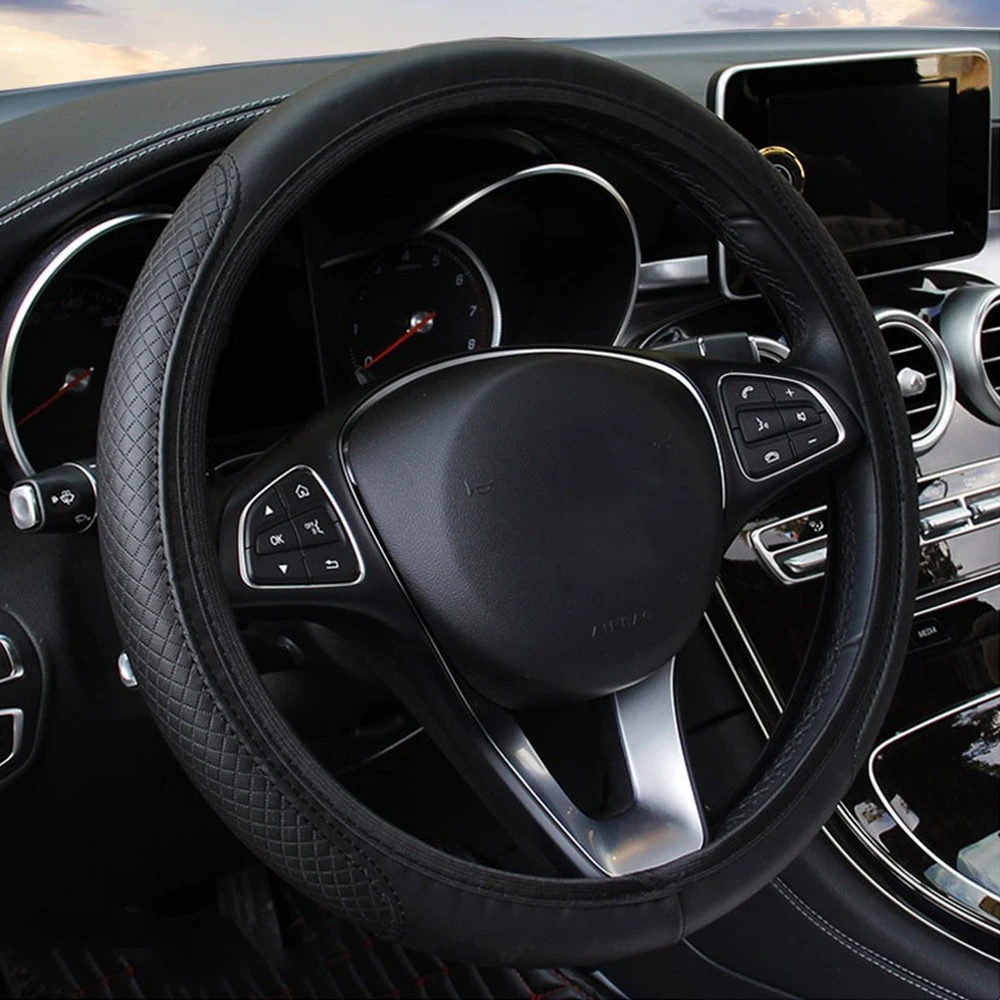 Steering wheel cover blue car fashion leather universal anti-skid accessory without inner ring