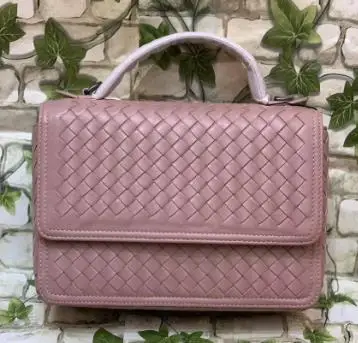 

free shipping 2020 high quality hand-madeknitting genuine sheepskin leather women handbag one shoulder bag 5 color 23cm