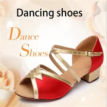 Детская/женская танцевальная обувь для латинских танцев, танго, Дамская/Детская танцевальная обувь для бальных танцев, сальсы, танцевальные сандалии для девочек на низком каблуке, EU26-40