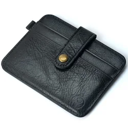 Men's Genuine Leather Slim Wallet - Compact Card Holder and Money Purse (Black)