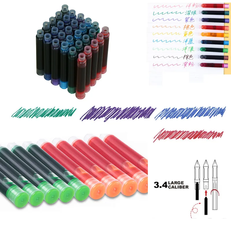 High quality Fountain Pen ink refills 10PC diameter 3.4mm standards international Stationery Office supplies INK PEN 10pc plastic transparent environmental mouth mask for restaurant microblading accessories tattoo tools permanent makeup supplies