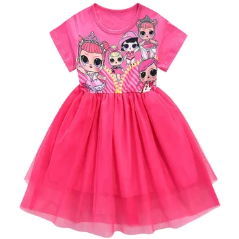 

Kids Dresses for Girls Lol Dress Mesh Children Party Dolls Clothes Kids Formal Events Vestidos Flower Cartoon Party Dress Girl