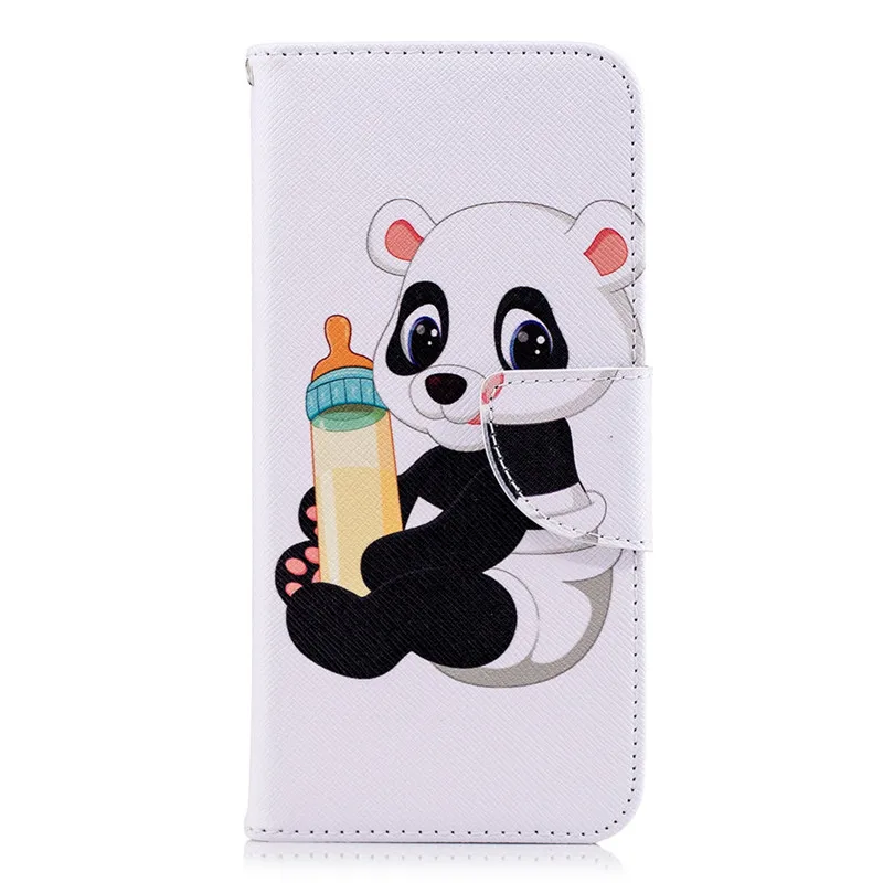 Роскошный чехол-бумажник из искусственной кожи с откидной крышкой для телефона Xiaomi Poco F1 A2 Lite Redmi 6 6A Note 5 6 Pro 4X милый чехол-книжка DP07Z - Цвет: Bottle Panda