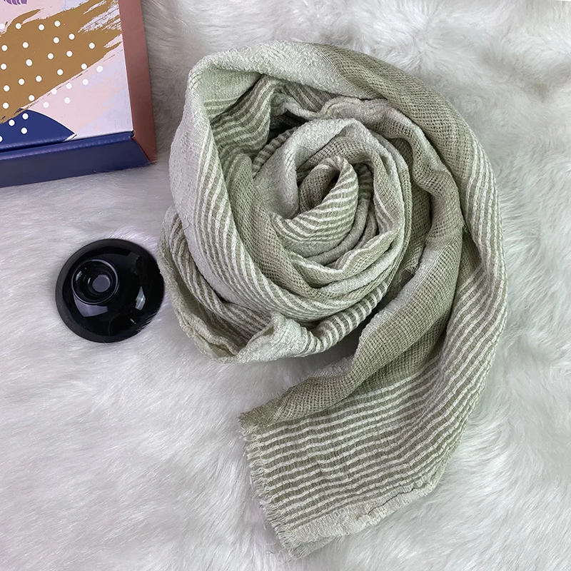 Cotton Linen Men Scarf Japanese Style Winter Blue Navy Black Striped Tassel Scarf Men Fashion Ethnic Style Male Accessories