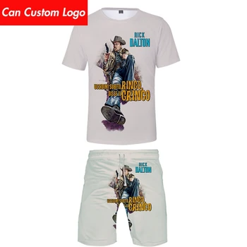 

2019 Once Upon A Time In Hollywood two piece set tshirt and shorts Harajuku men undertale t shirt streetwear harajuku Plus Size