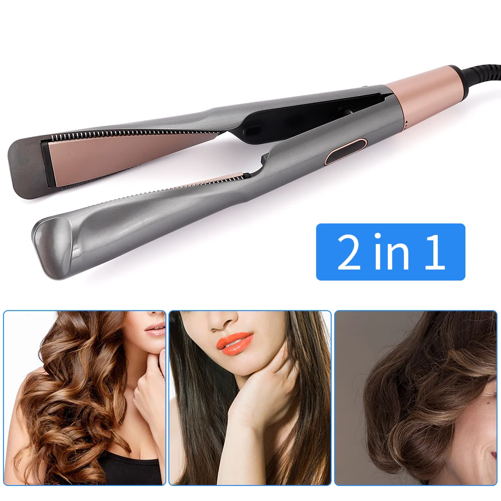 

obecilc 2 in 1 Hair Straightener and Curler Ceramic Coated Plates Flat Iron Straighteners Twist Hair Wave Crimper Irons Curling