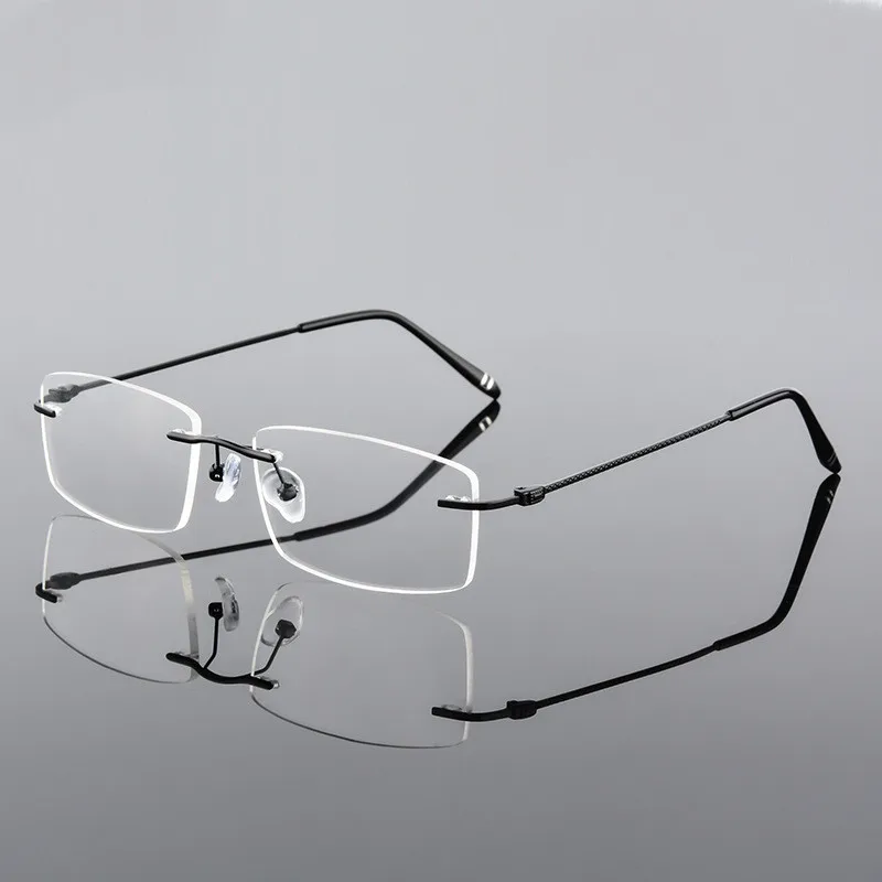 Высококачественные роскошные деловые ультралегкие очки без оправы из сплава, мужские Оптические очки для близорукости, очки для чтения