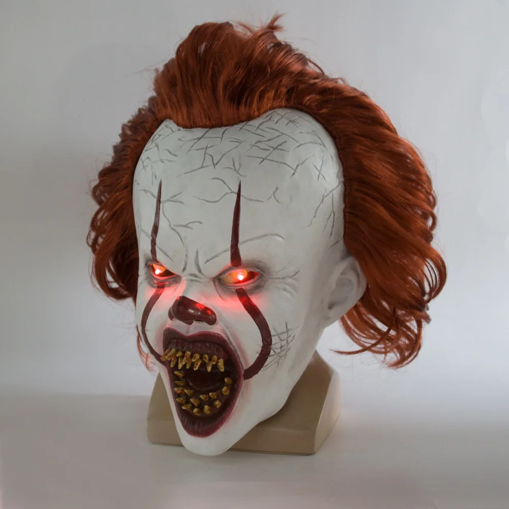 

LED Horror Pennywise Joker Mask Cosplay Stephen King Clown Latex Scary Masks Helmet Halloween Costume Party Props