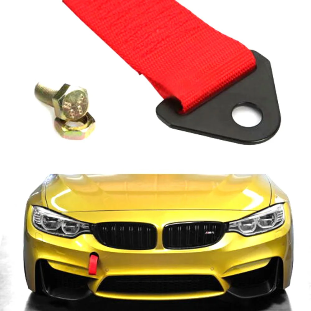 

Sports Red High Strength Racing Tow Strap Set for Front Rear Bumper Towing Hook